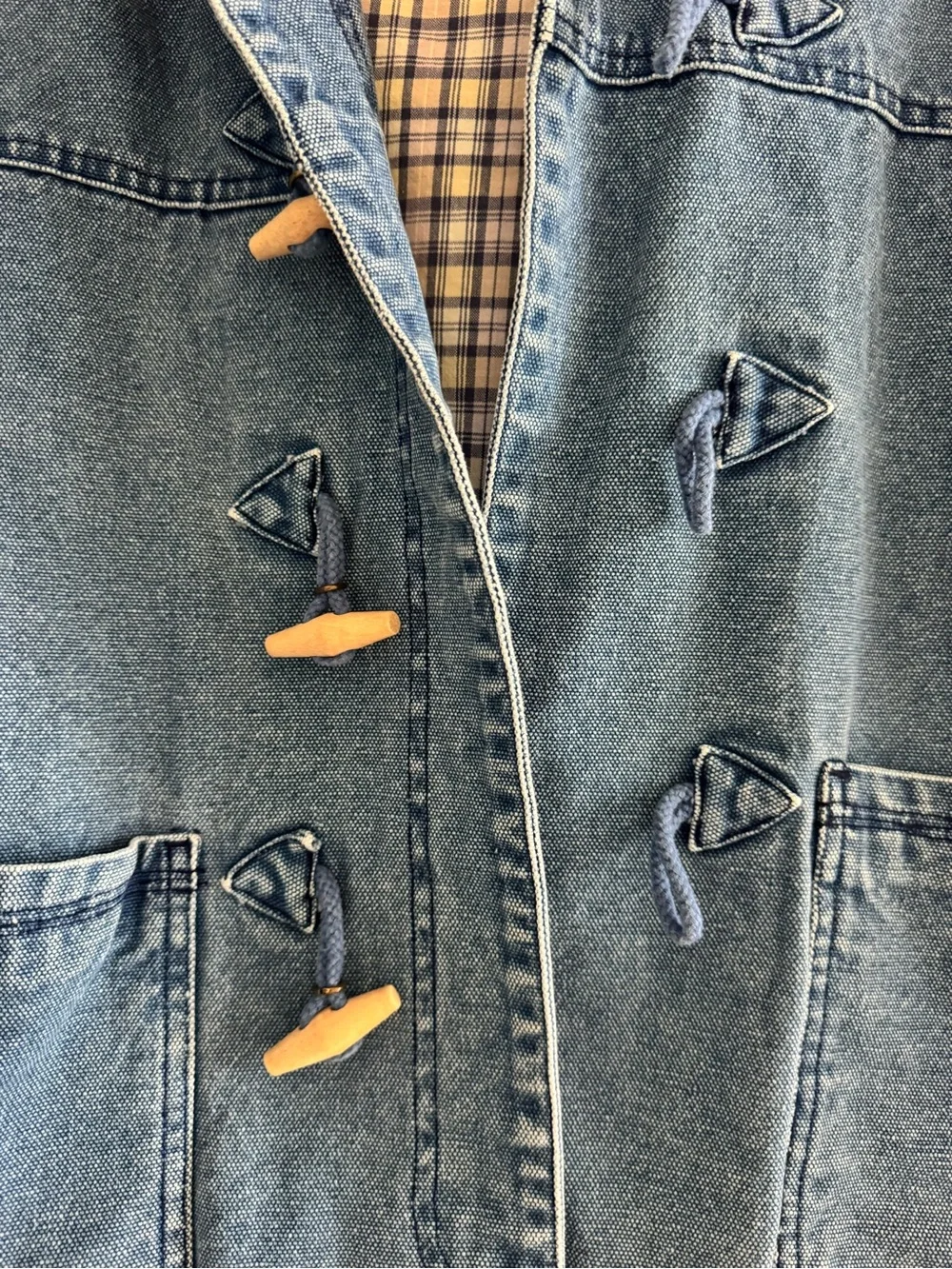 Aeropostale vintage Blue and White Plaid Lined Denim jacket - Picture 7 of 8